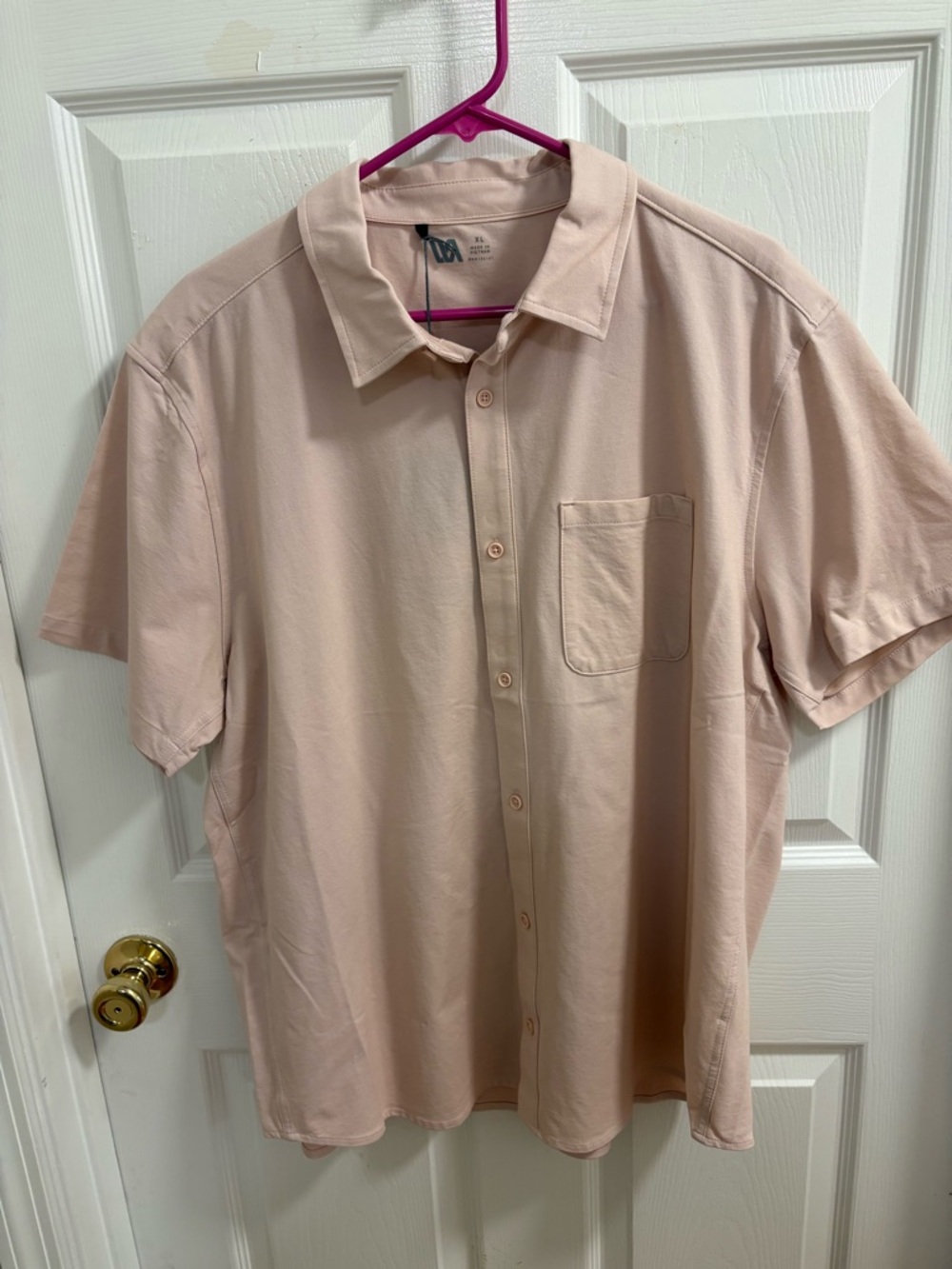 VRST refined knit button down light pink shirt, 50 uv protect, dri wicking, NWT